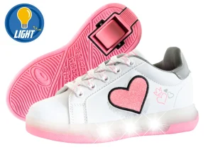 Breezy Rollers Sneakers Wit Roze LED
