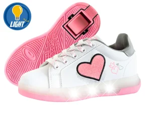 Breezy Rollers Sneakers Wit Roze LED - 2195670