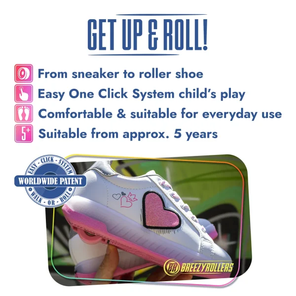 Breezy Rollers Sneakers Wit Roze LED - 2195670