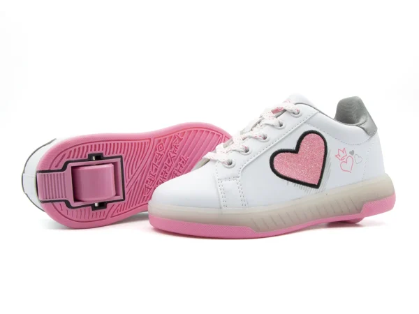 Breezy Rollers Sneakers Wit Roze LED - 2195670